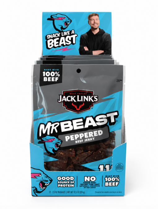 Jack Link's Mr. Beast Beef Jerky Peppered 1.25oz (10)