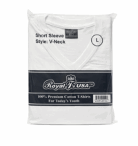 Royal White V Neck T Shirt Large