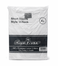 Royal White V Neck T Shirt XL