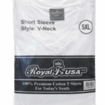 Royal T's White V Neck T Shirt 5XL