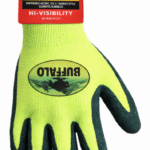 Buffalo Hi-Vis Green with Blue Smooth "Sandy" Latex Gloves #2600
