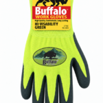 Buffalo Hi-Vis Green with Blue Smooth "Sandy" Latex Gloves #2600